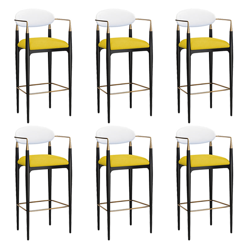 Full Back Upholstered Bar Chair Industrial Arm Rectangle Bar Stool