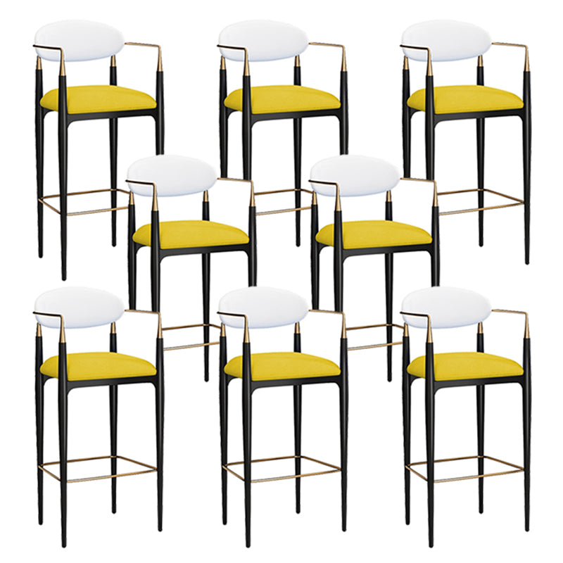 Full Back Upholstered Bar Chair Industrial Arm Rectangle Bar Stool