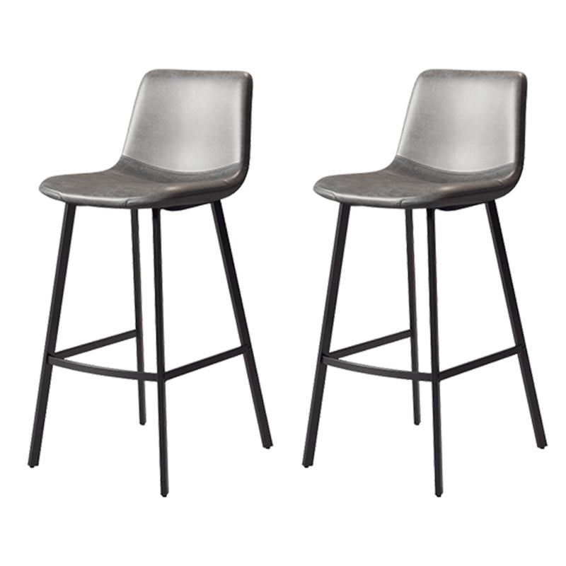 Armless Faux Leather Counter Stool Industrial Footrest Bar Stool