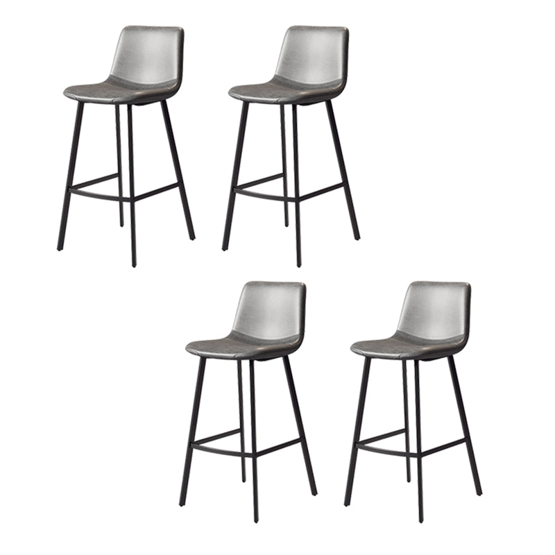 Armless Faux Leather Counter Stool Industrial Footrest Bar Stool