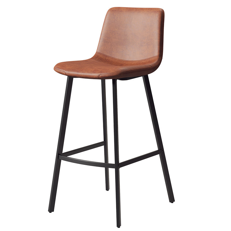 Armless Faux Leather Counter Stool Industrial Footrest Bar Stool