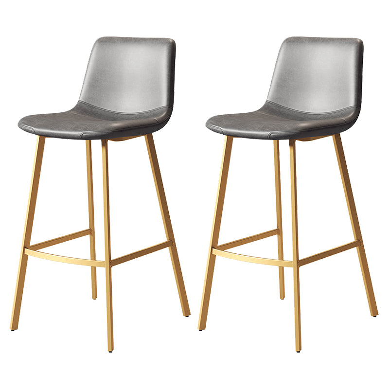 Armless Faux Leather Counter Stool Industrial Footrest Bar Stool