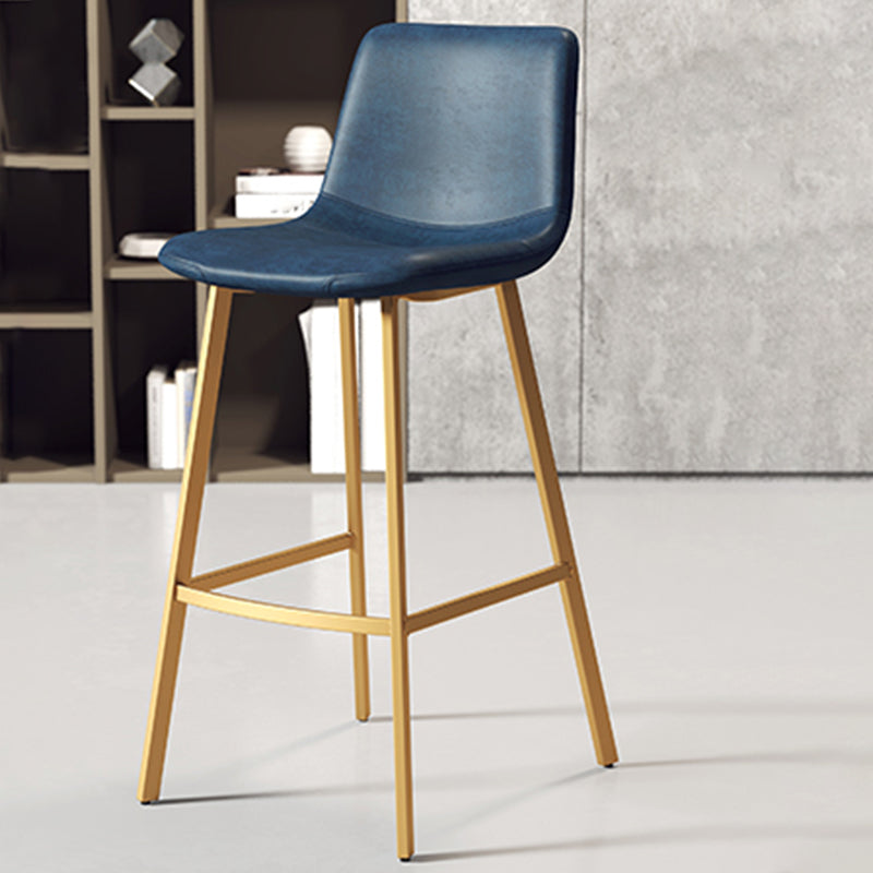 Armless Faux Leather Counter Stool Industrial Footrest Bar Stool