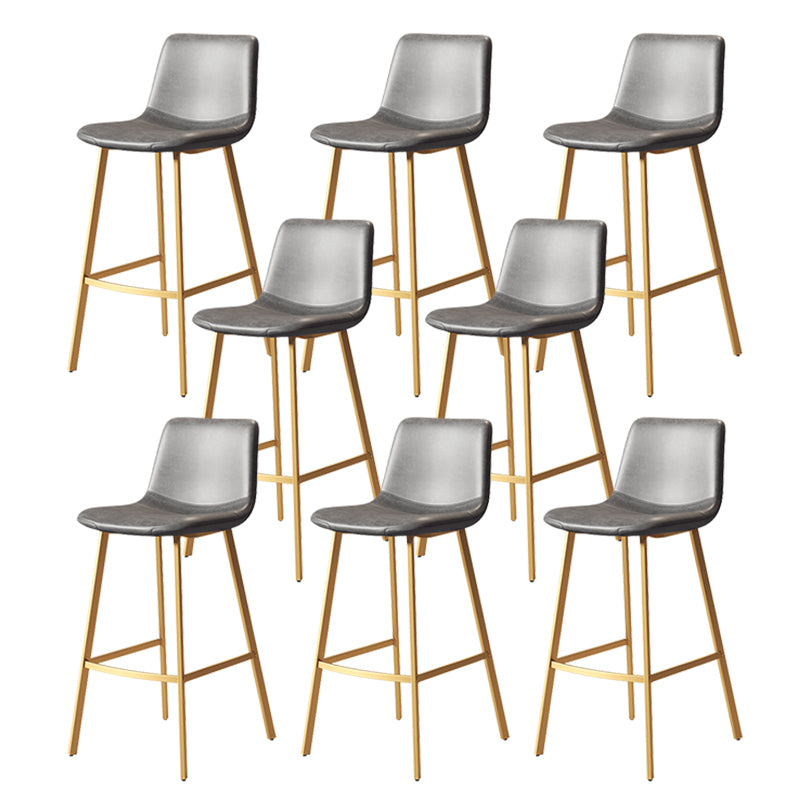 Armless Faux Leather Counter Stool Industrial Footrest Bar Stool