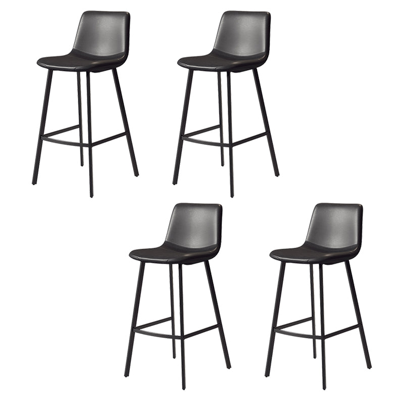 Armless Faux Leather Counter Stool Industrial Footrest Bar Stool