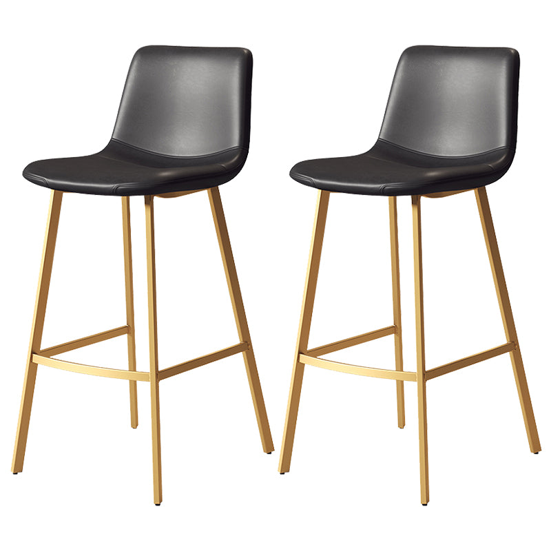 Armless Faux Leather Counter Stool Industrial Footrest Bar Stool