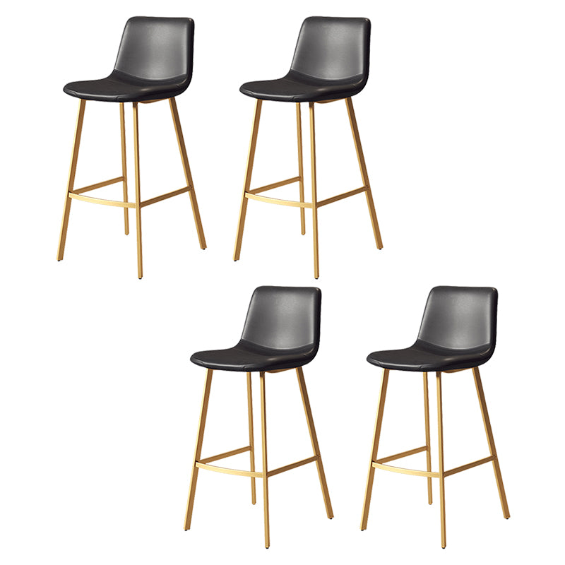 Armless Faux Leather Counter Stool Industrial Footrest Bar Stool