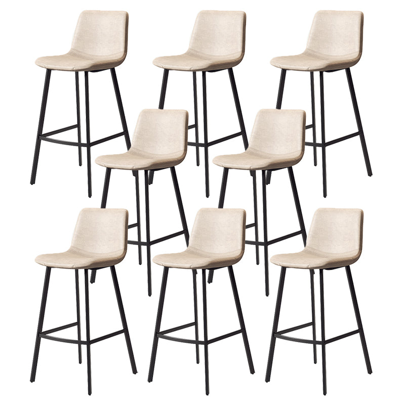 Armless Faux Leather Counter Stool Industrial Footrest Bar Stool