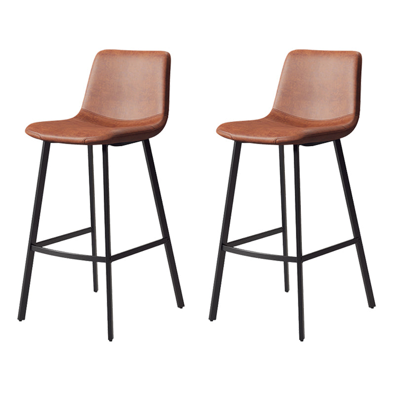 Armless Faux Leather Counter Stool Industrial Footrest Bar Stool