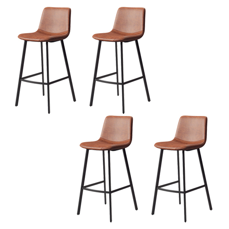 Armless Faux Leather Counter Stool Industrial Footrest Bar Stool