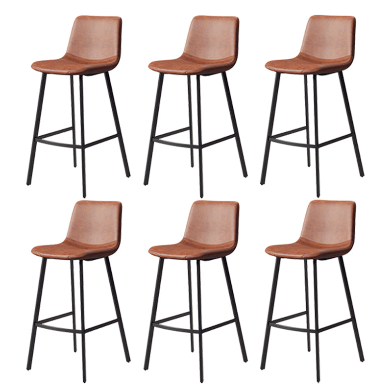 Armless Faux Leather Counter Stool Industrial Footrest Bar Stool