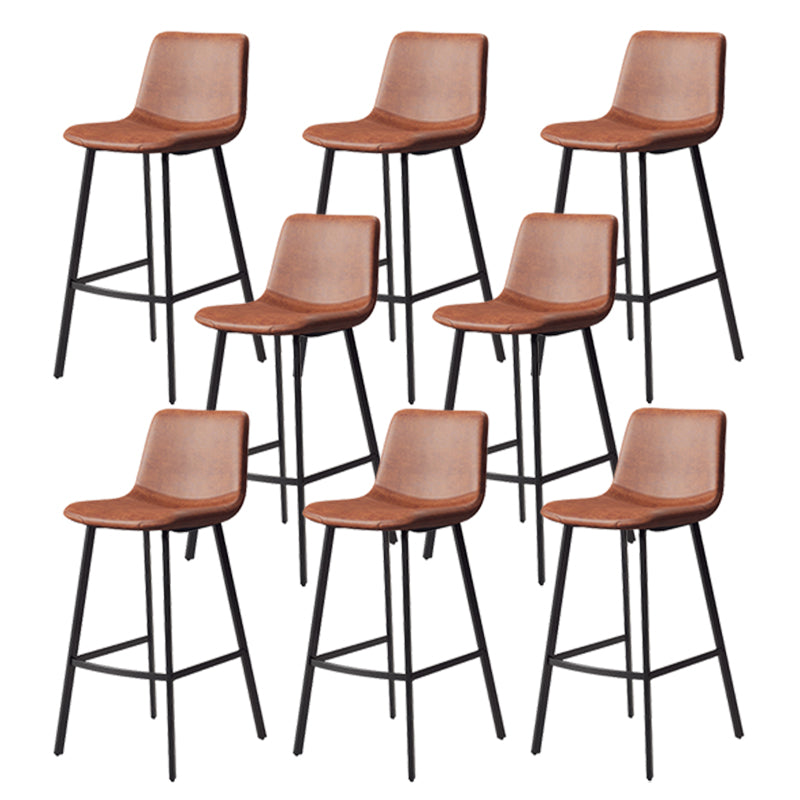 Armless Faux Leather Counter Stool Industrial Footrest Bar Stool
