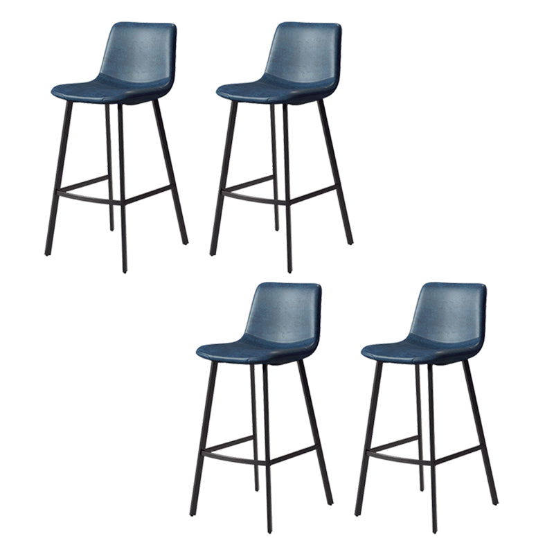 Armless Faux Leather Counter Stool Industrial Footrest Bar Stool