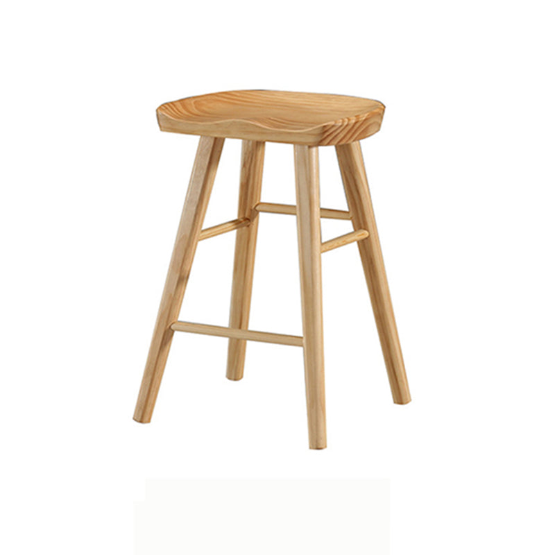 Contemporary Solid Wood Bar Stool Backless Footrest Counter Stool