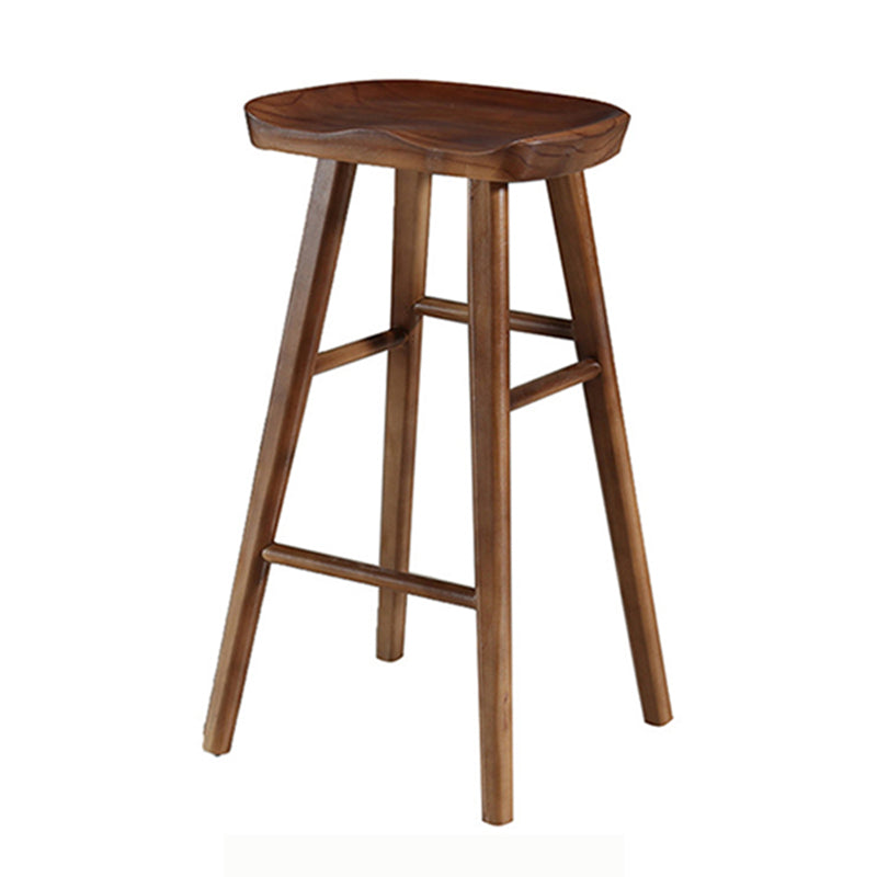 Contemporary Solid Wood Bar Stool Backless Footrest Counter Stool