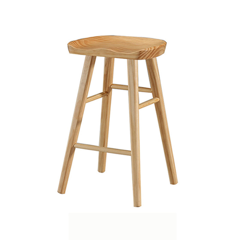 Contemporary Solid Wood Bar Stool Backless Footrest Counter Stool