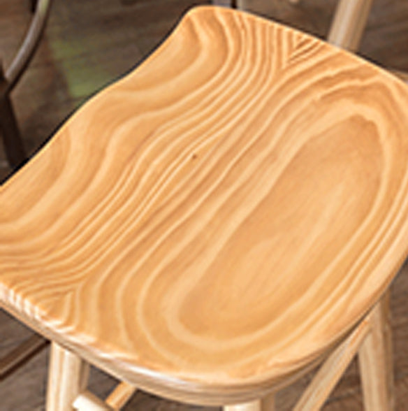 Contemporary Solid Wood Bar Stool Backless Footrest Counter Stool