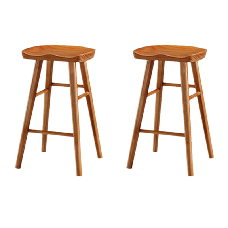 Contemporary Solid Wood Bar Stool Backless Footrest Counter Stool
