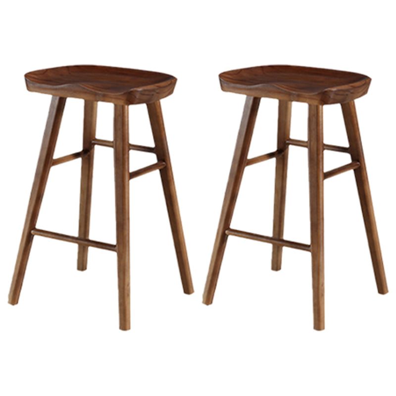 Contemporary Solid Wood Bar Stool Backless Footrest Counter Stool