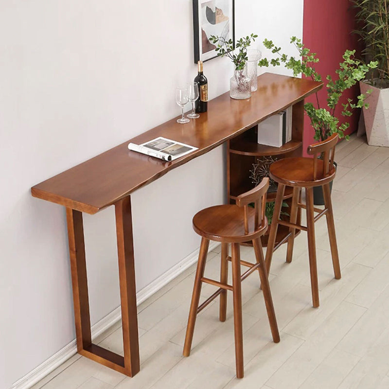 Solid Wood Footrest Counter Stool Modern Bar Stool with Low Back