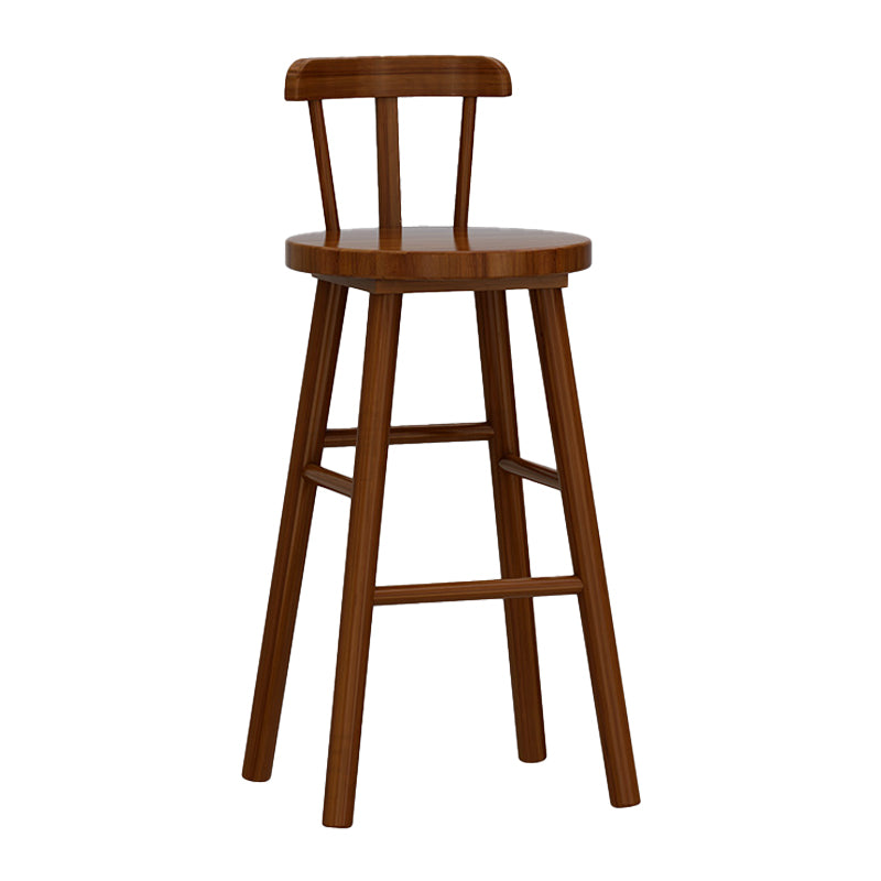Solid Wood Footrest Counter Stool Modern Bar Stool with Low Back