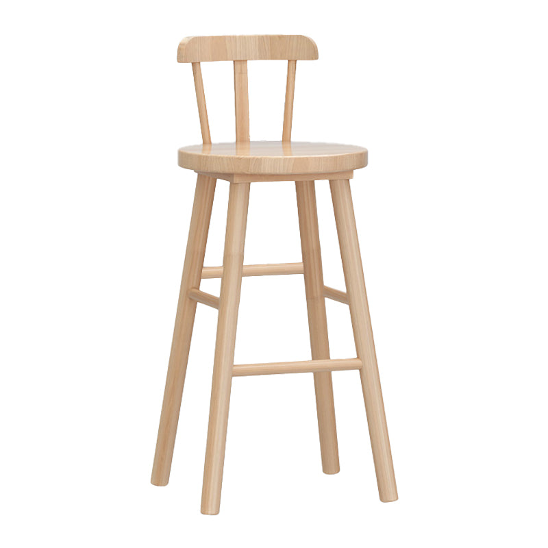 Solid Wood Footrest Counter Stool Modern Bar Stool with Low Back