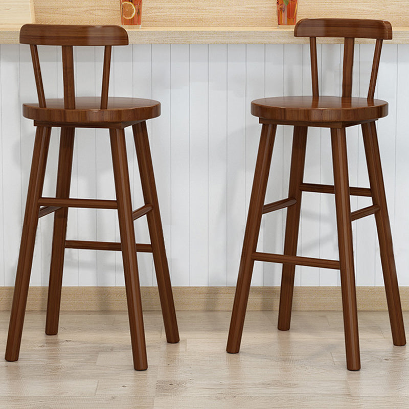 Solid Wood Footrest Counter Stool Modern Bar Stool with Low Back