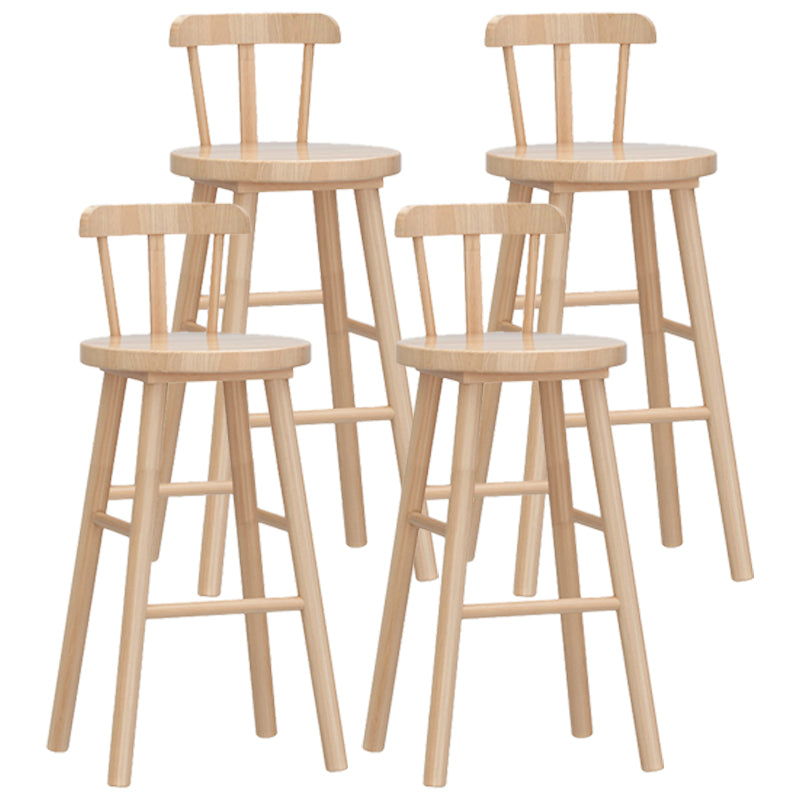 Solid Wood Footrest Counter Stool Modern Bar Stool with Low Back