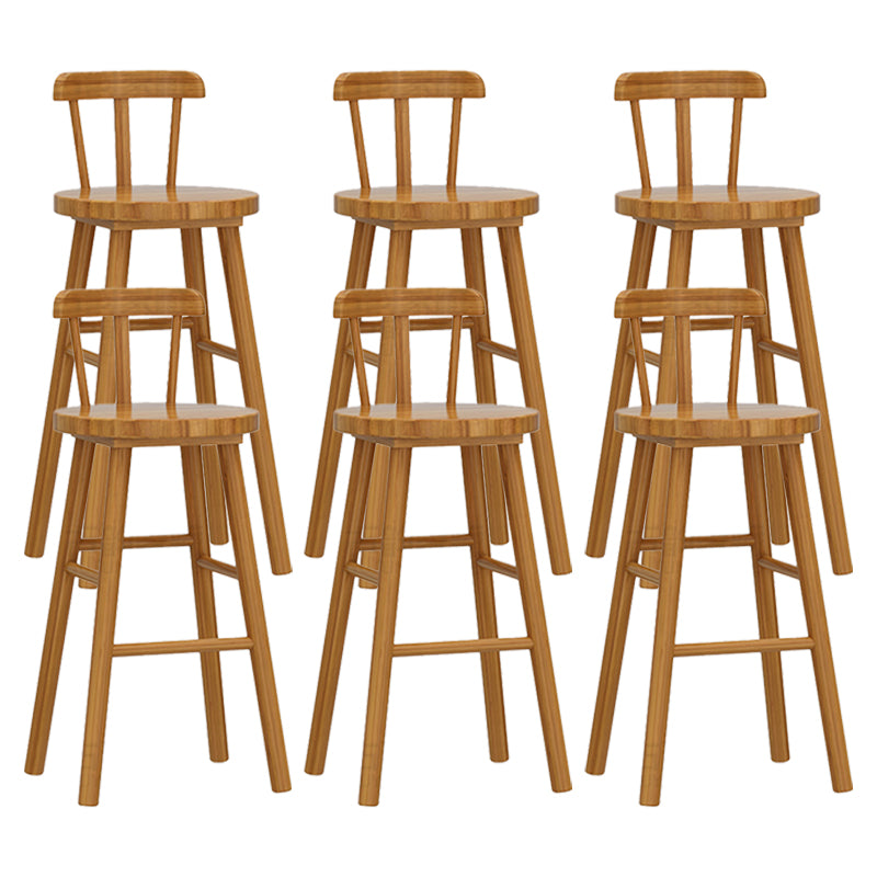 Solid Wood Footrest Counter Stool Modern Bar Stool with Low Back