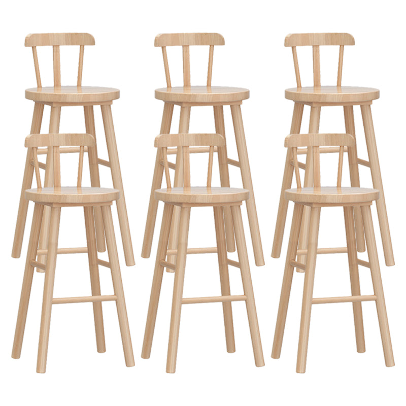 Solid Wood Footrest Counter Stool Modern Bar Stool with Low Back