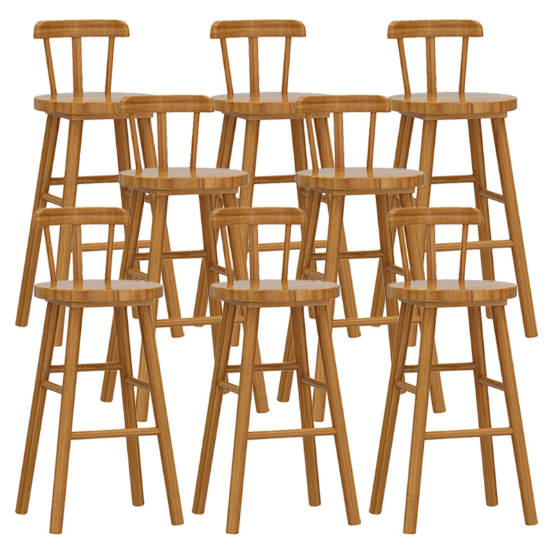 Solid Wood Footrest Counter Stool Modern Bar Stool with Low Back