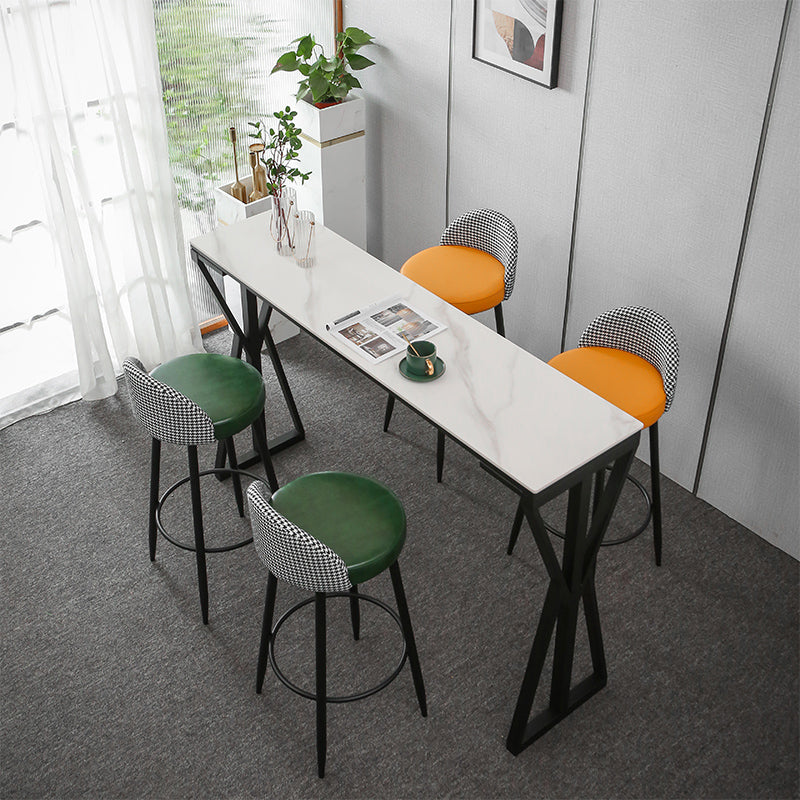 Metal Footrest Bar Stool Industrial Upholstered Armless Bar Chair