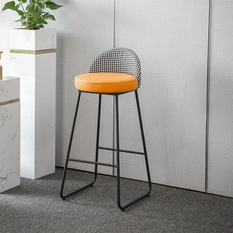 Metal Footrest Bar Stool Industrial Upholstered Armless Bar Chair