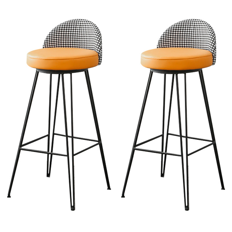 Metal Footrest Bar Stool Industrial Upholstered Armless Bar Chair