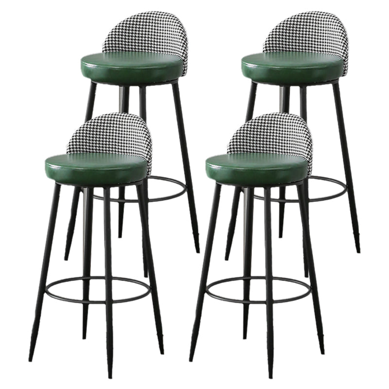 Metal Footrest Bar Stool Industrial Upholstered Armless Bar Chair