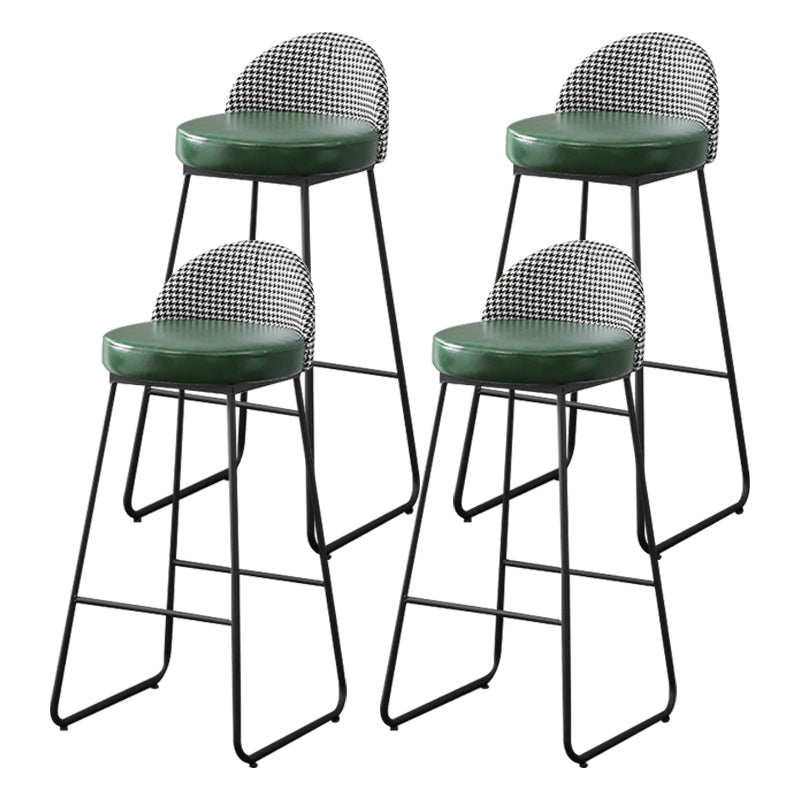 Metal Footrest Bar Stool Industrial Upholstered Armless Bar Chair