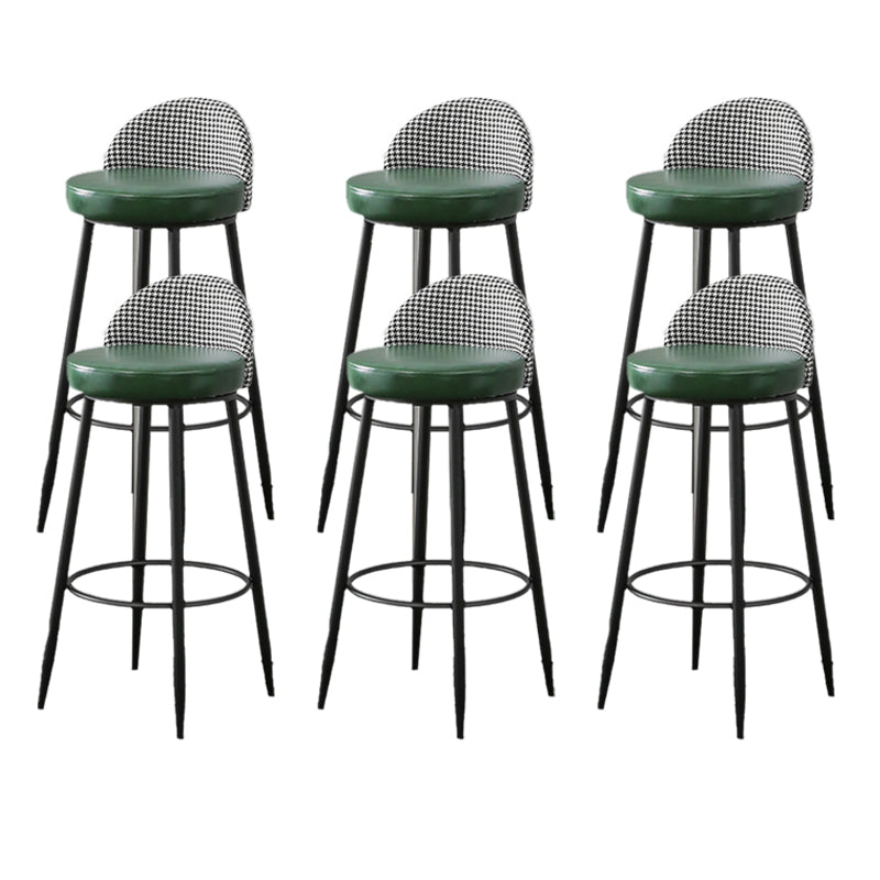 Metal Footrest Bar Stool Industrial Upholstered Armless Bar Chair