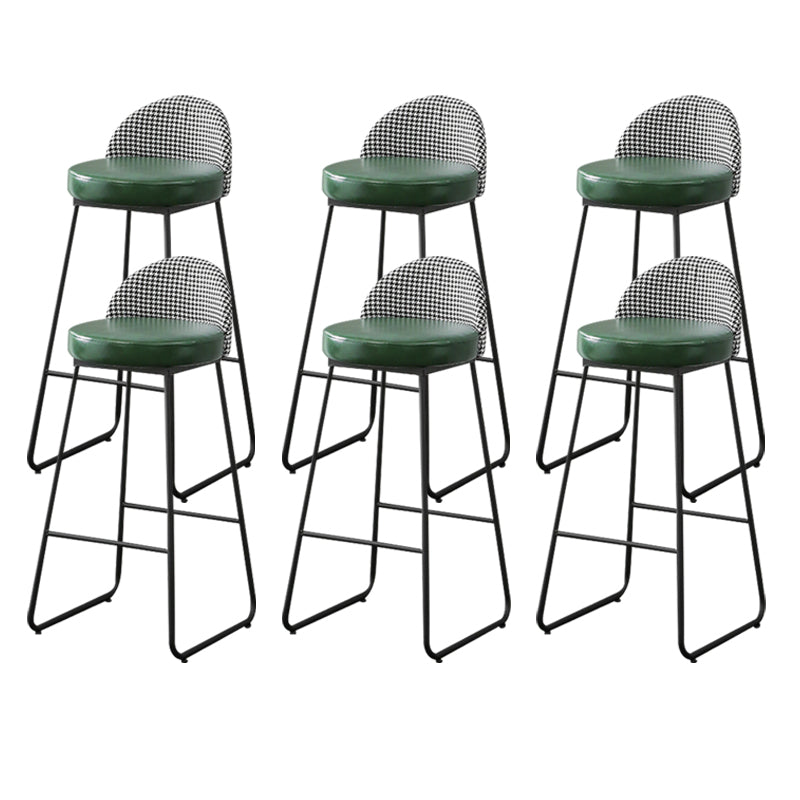 Metal Footrest Bar Stool Industrial Upholstered Armless Bar Chair