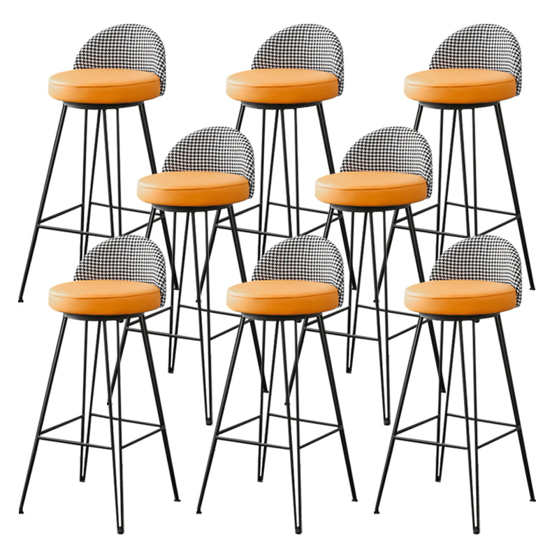 Metal Footrest Bar Stool Industrial Upholstered Armless Bar Chair