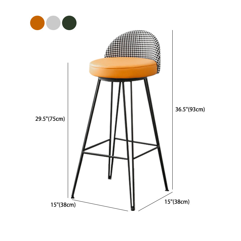 Metal Footrest Bar Stool Industrial Upholstered Armless Bar Chair