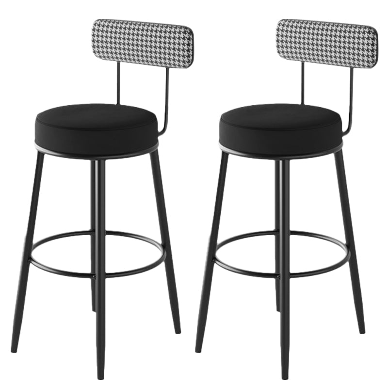 Contemporary Matte Finish Velvet Stool Milk Tea Shop Footrest Barstool