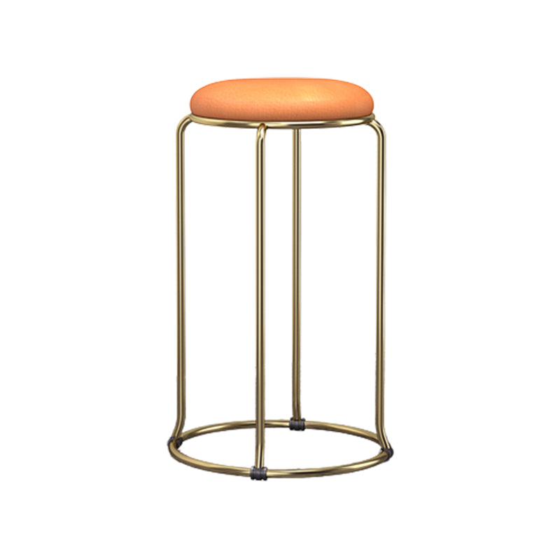 Scandinavian Stackable Counter Stool Fabric and Faux Leather Round Seat Counter Chair