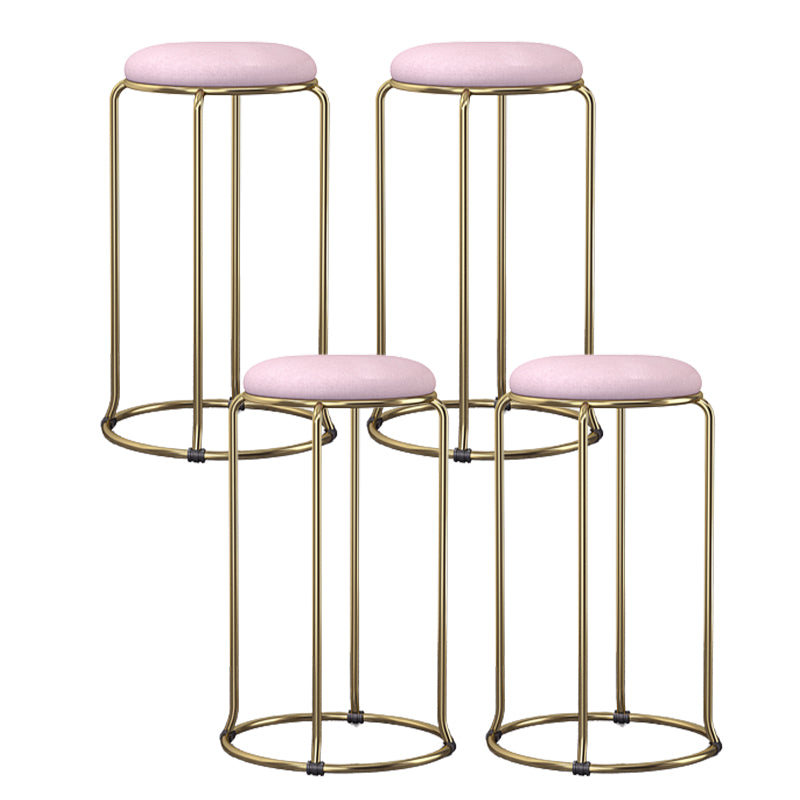 Scandinavian Stackable Counter Stool Fabric and Faux Leather Round Seat Counter Chair