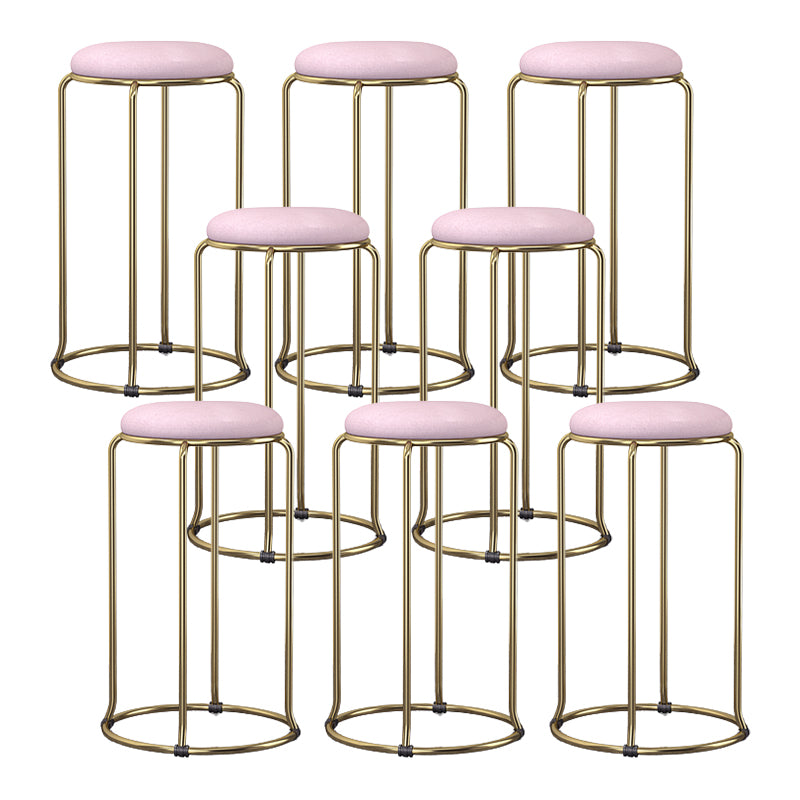 Scandinavian Stackable Counter Stool Fabric and Faux Leather Round Seat Counter Chair