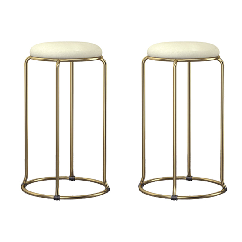 Scandinavian Stackable Counter Stool Fabric and Faux Leather Round Seat Counter Chair