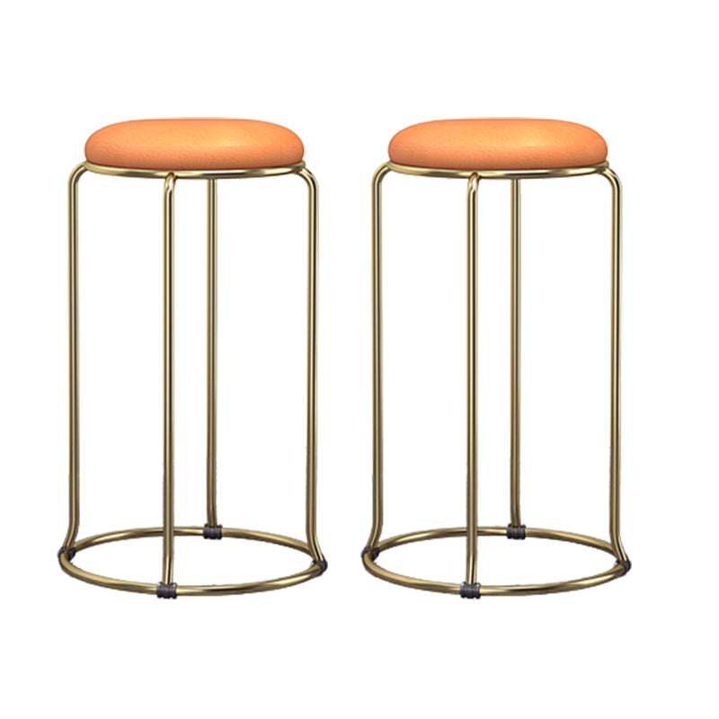 Scandinavian Stackable Counter Stool Fabric and Faux Leather Round Seat Counter Chair