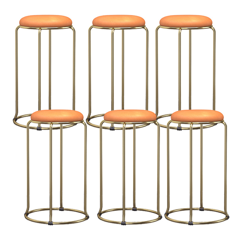 Scandinavian Stackable Counter Stool Fabric and Faux Leather Round Seat Counter Chair