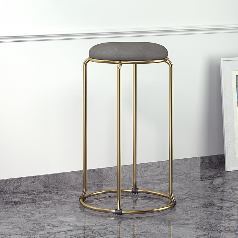 Scandinavian Stackable Counter Stool Fabric and Faux Leather Round Seat Counter Chair