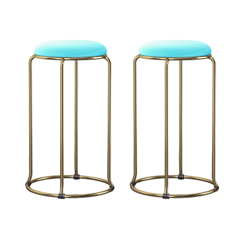 Scandinavian Stackable Counter Stool Fabric and Faux Leather Round Seat Counter Chair