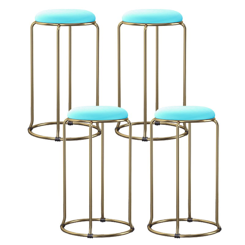 Scandinavian Stackable Counter Stool Fabric and Faux Leather Round Seat Counter Chair